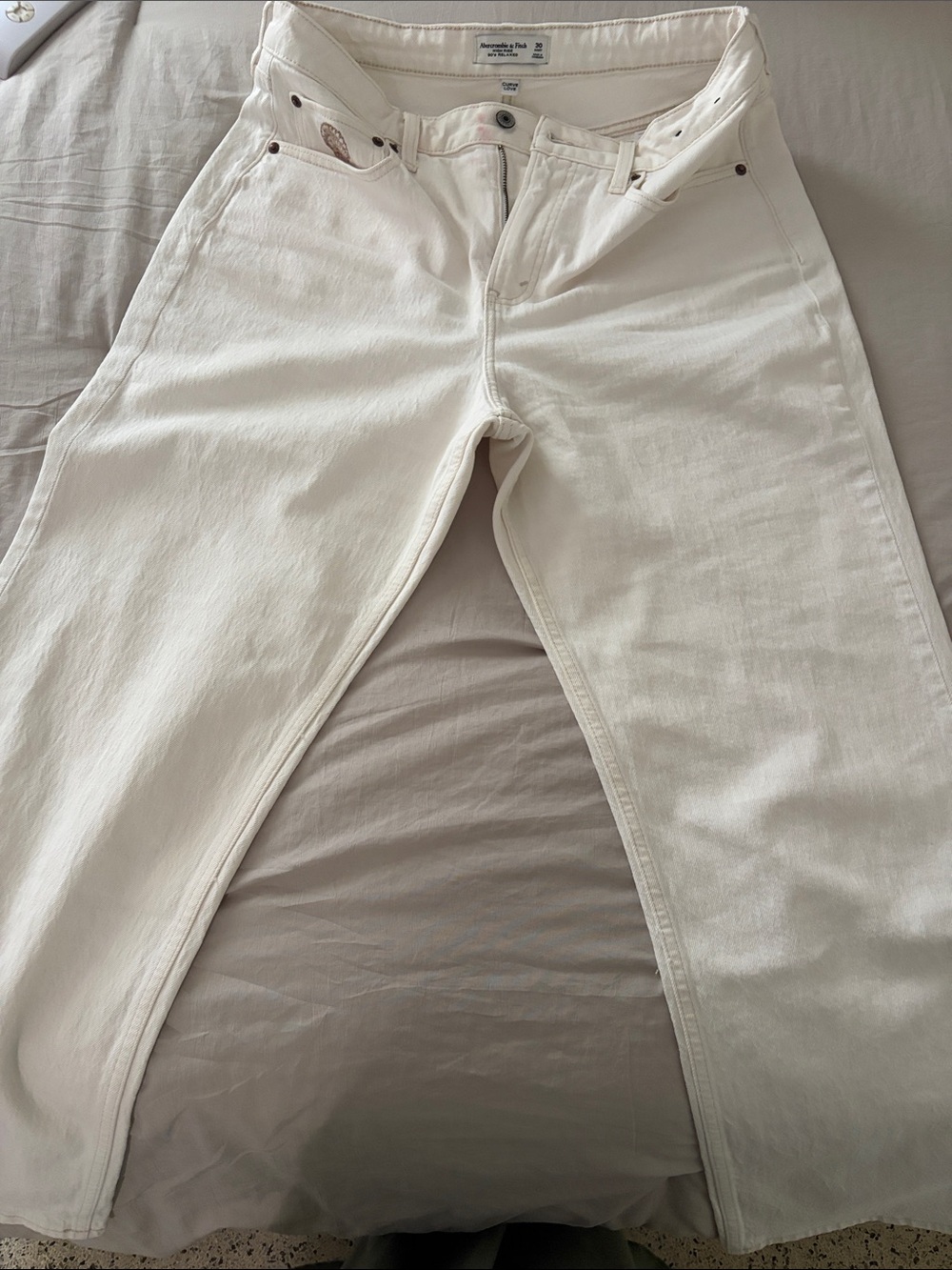 Abercrombie & Fitch Off-White Straight Jeans